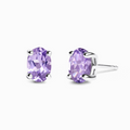 Boucles d'oreilles clous ovales en améthyste lavande et argent sterling