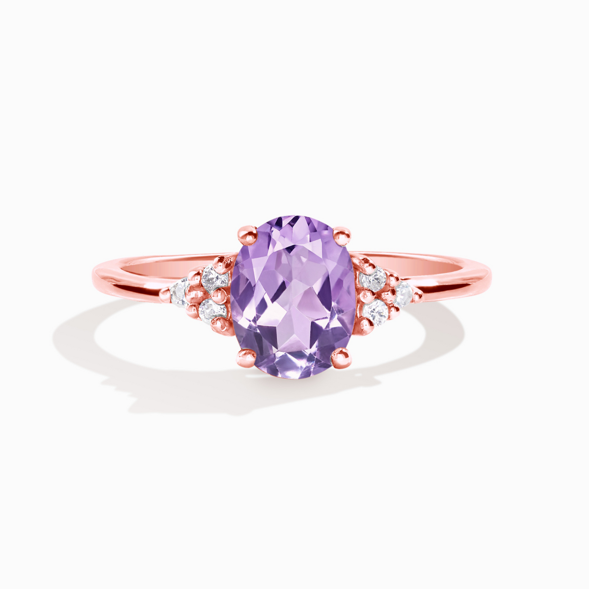 Bague en améthyste lavande en vermeil d'or rose 18 carats