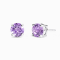 Puces d'oreilles rondes 6 mm en améthyste lavande et argent sterling