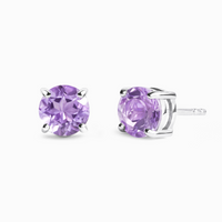 Lavender Amethyst Round Stud Earrings 6 mm in Sterling Silver - SJR London Timepiece