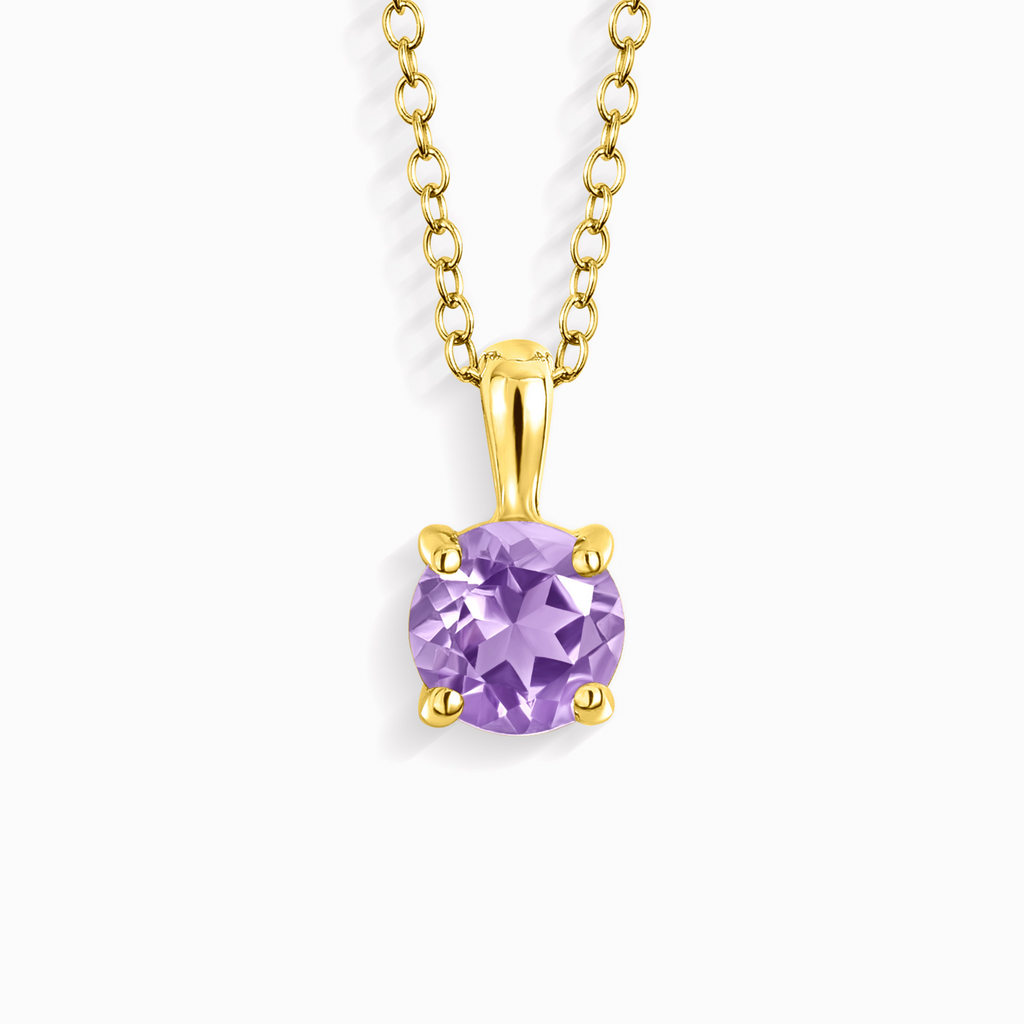 Collier pendentif solitaire Améthyste Lavande en Vermeil Or 18 carats