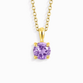Collier pendentif solitaire Améthyste Lavande en Vermeil Or 18 carats