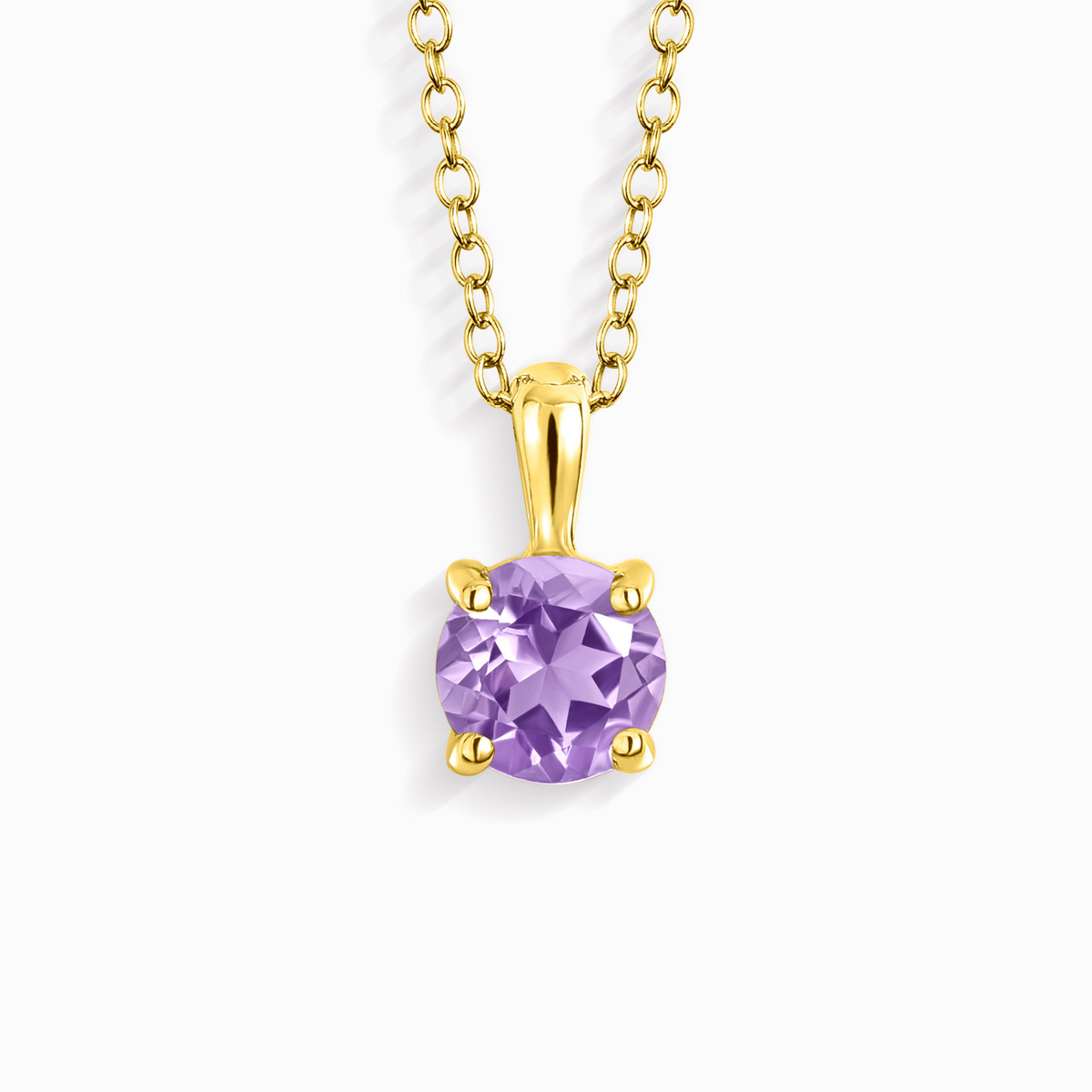 Collier pendentif solitaire Améthyste Lavande en Vermeil Or 18 carats
