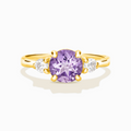 Bague trois pierres améthyste lavande en vermeil d'or 18 carats