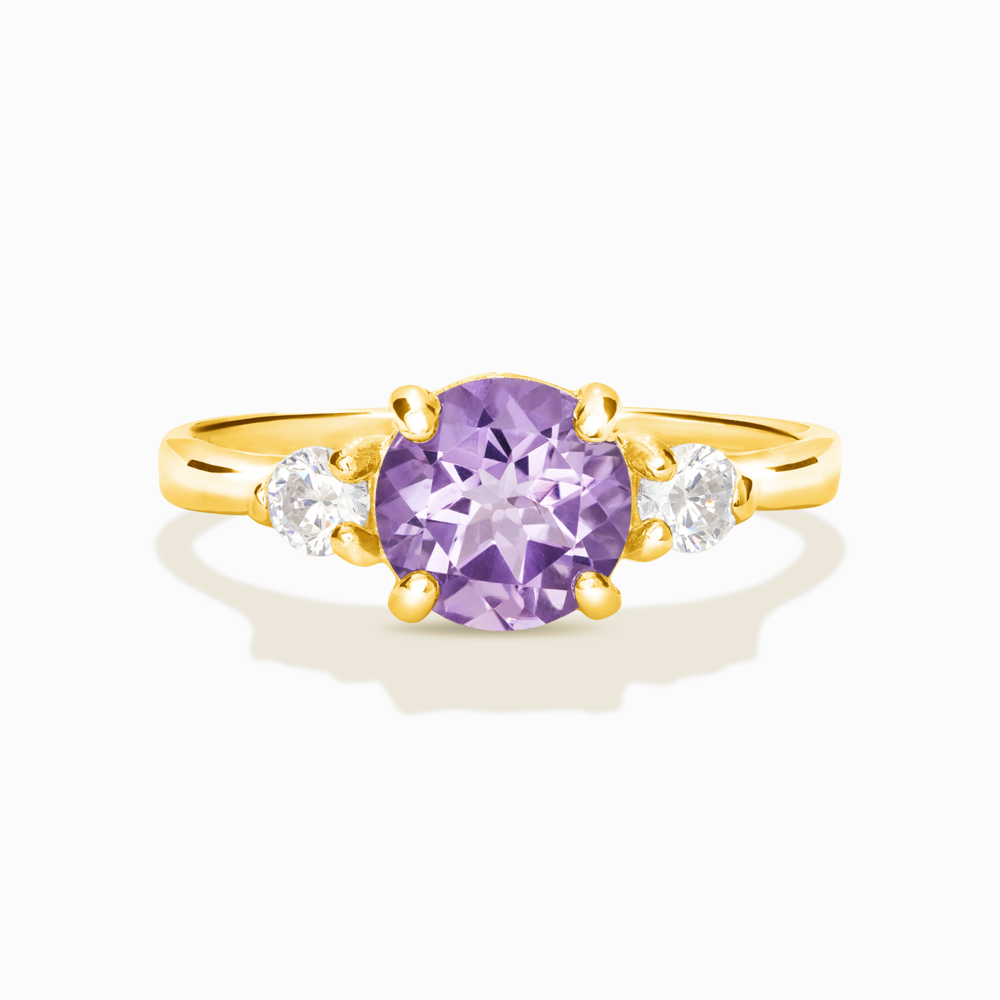 Bague trois pierres améthyste lavande en vermeil d'or 18 carats