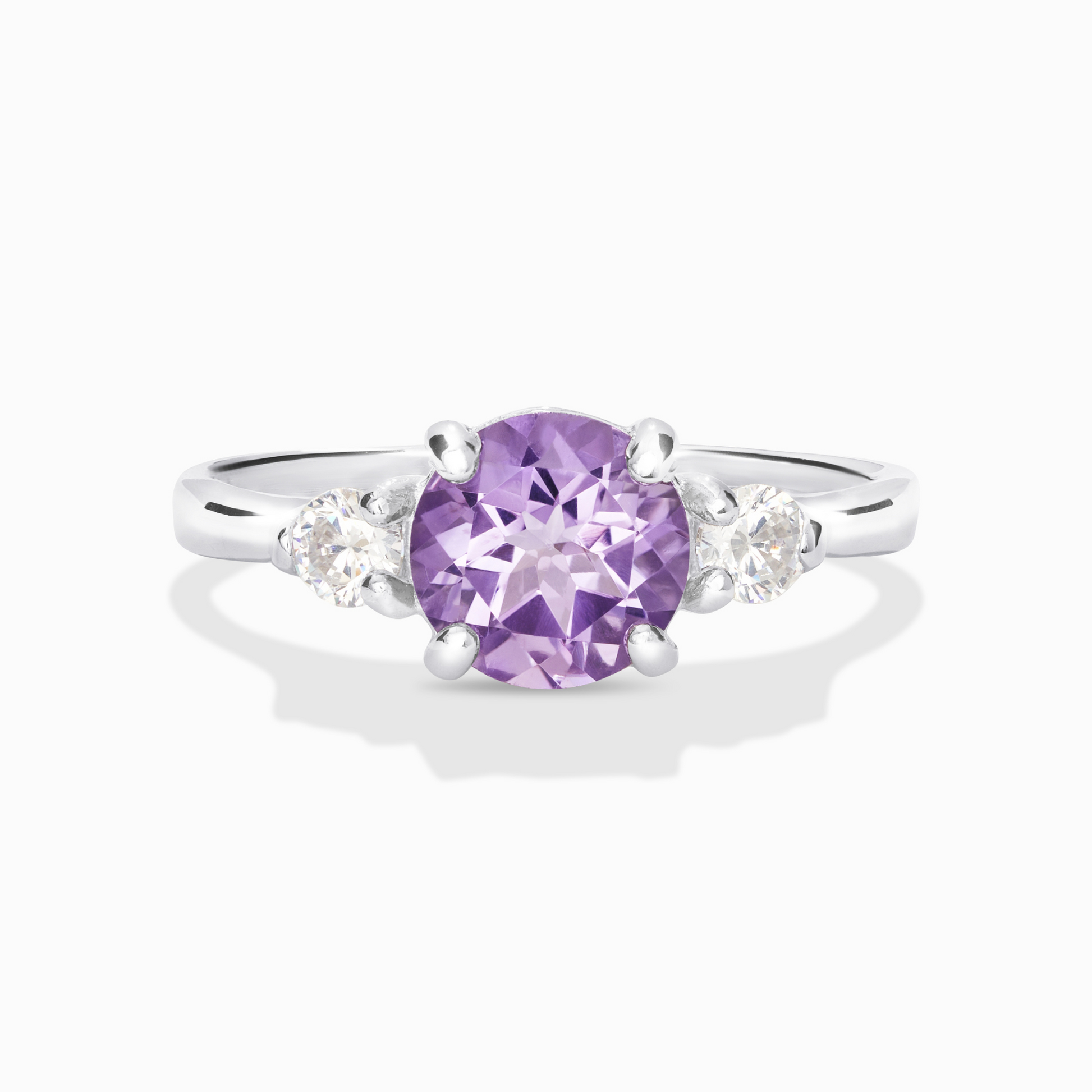 Lavender Amethyst Three Stone Ring in Sterling Silver - SJR London Timepiece