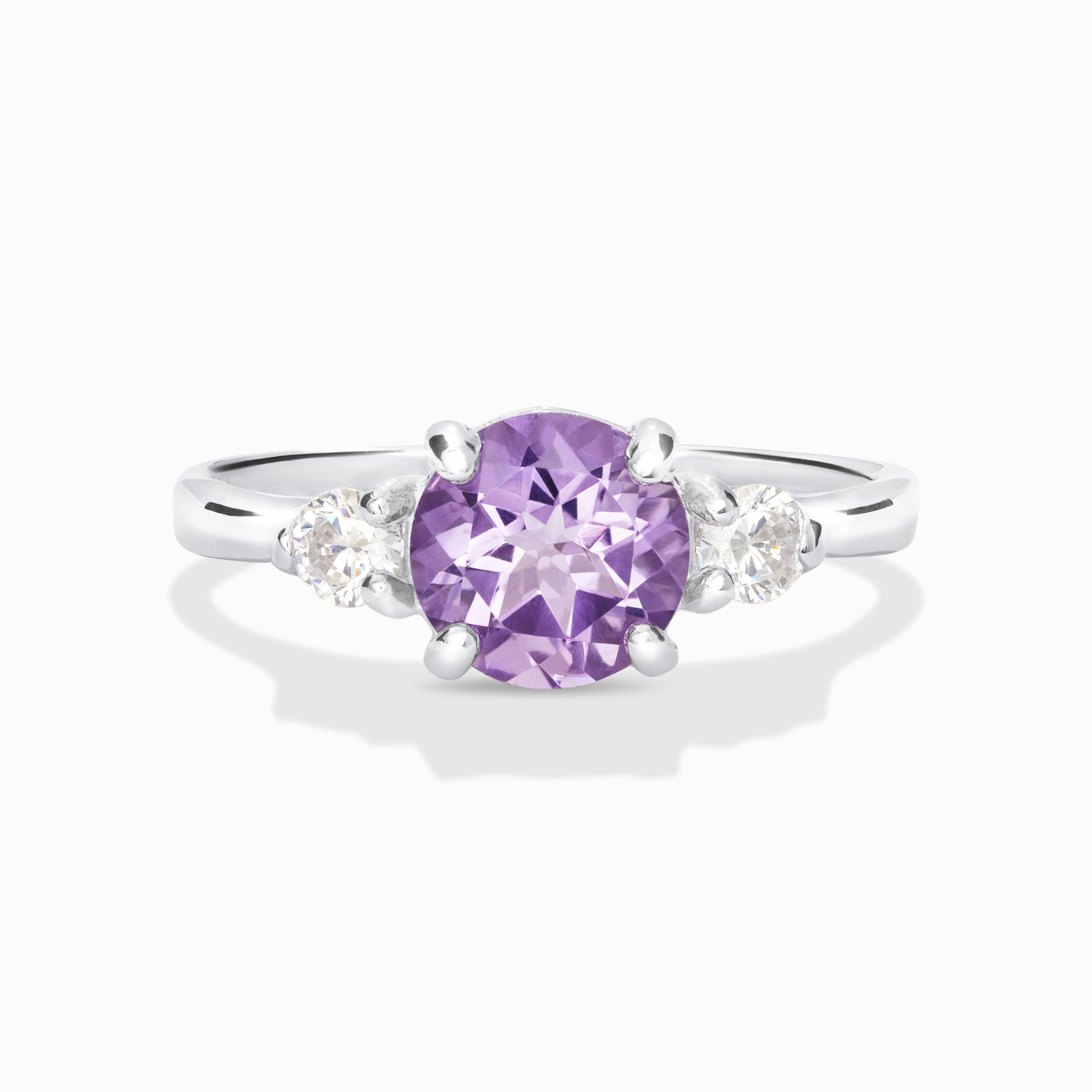 Bague trilogie en améthyste lavande et argent sterling