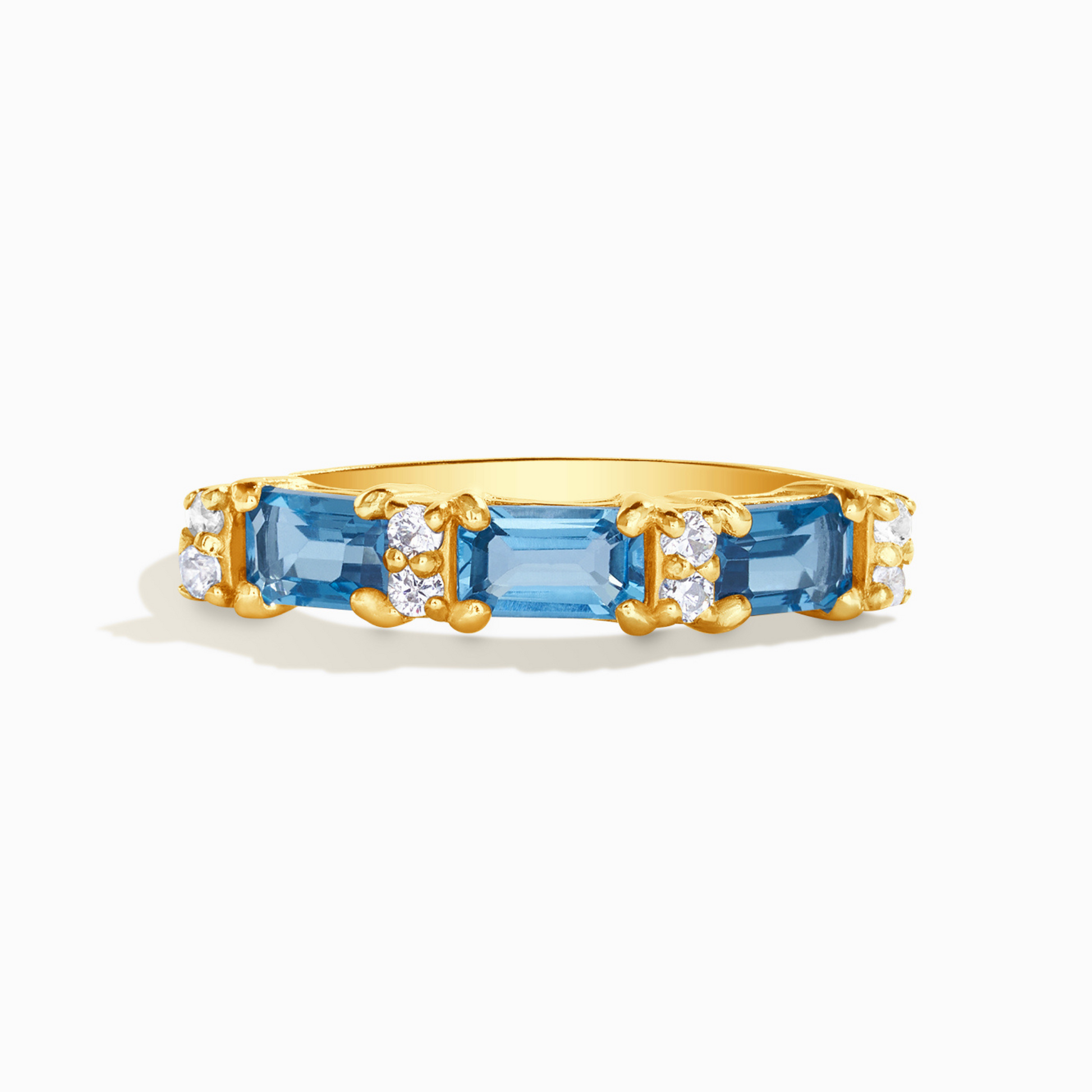London Blue Topaz Emerald Cut Eternity Ring in 18k Gold Vermeil - SJR London Timepiece