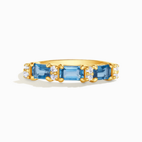 London Blue Topaz Emerald Cut Eternity Ring in 18k Gold Vermeil - SJR London Timepiece