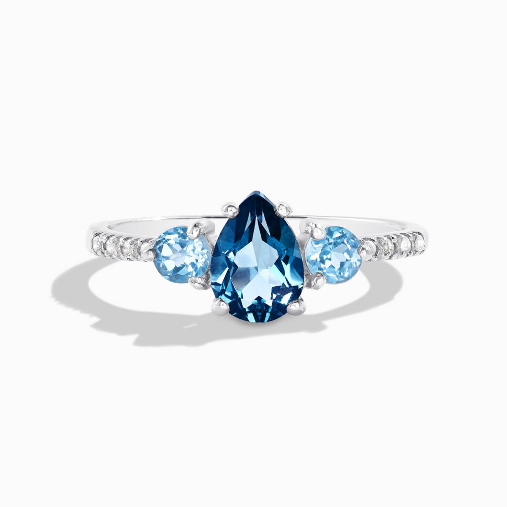 Bague en topaze London Blue et Swiss Blue en argent sterling