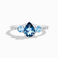 Bague en topaze London Blue et Swiss Blue en argent sterling