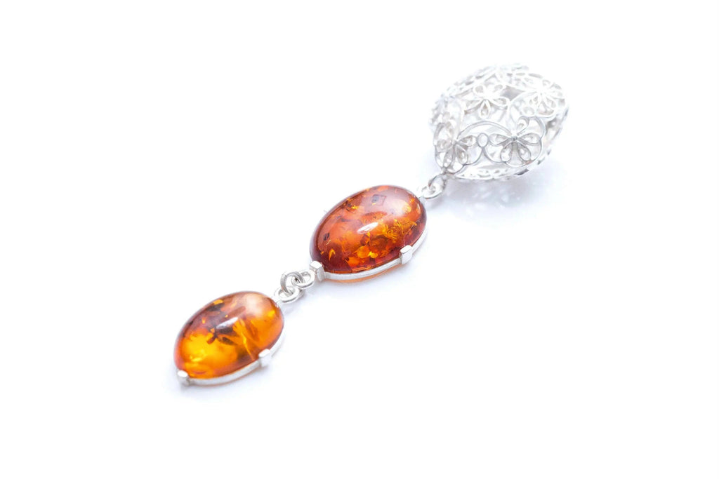 Collier Y à pendentif long en ambre