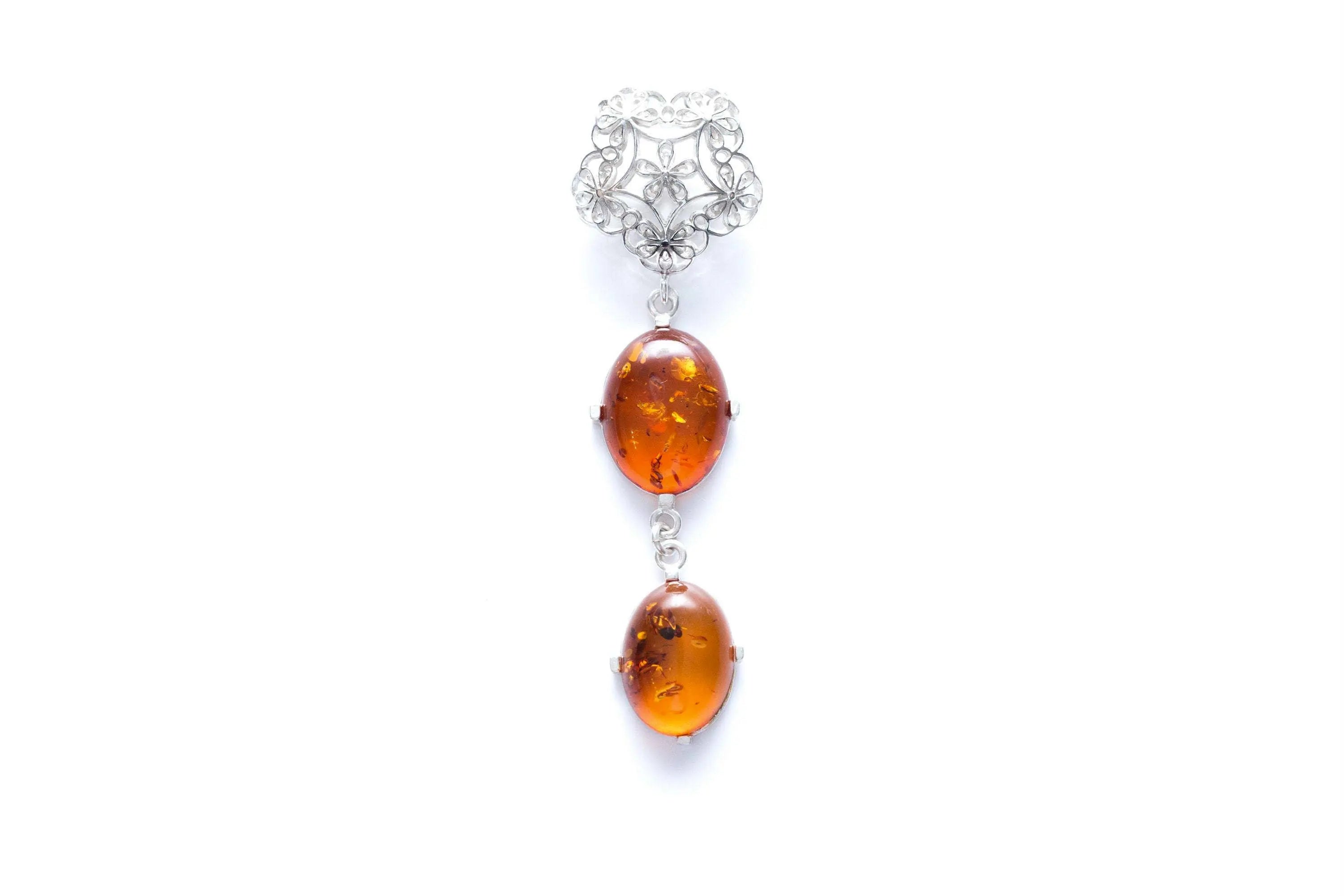 Collier Y à pendentif long en ambre