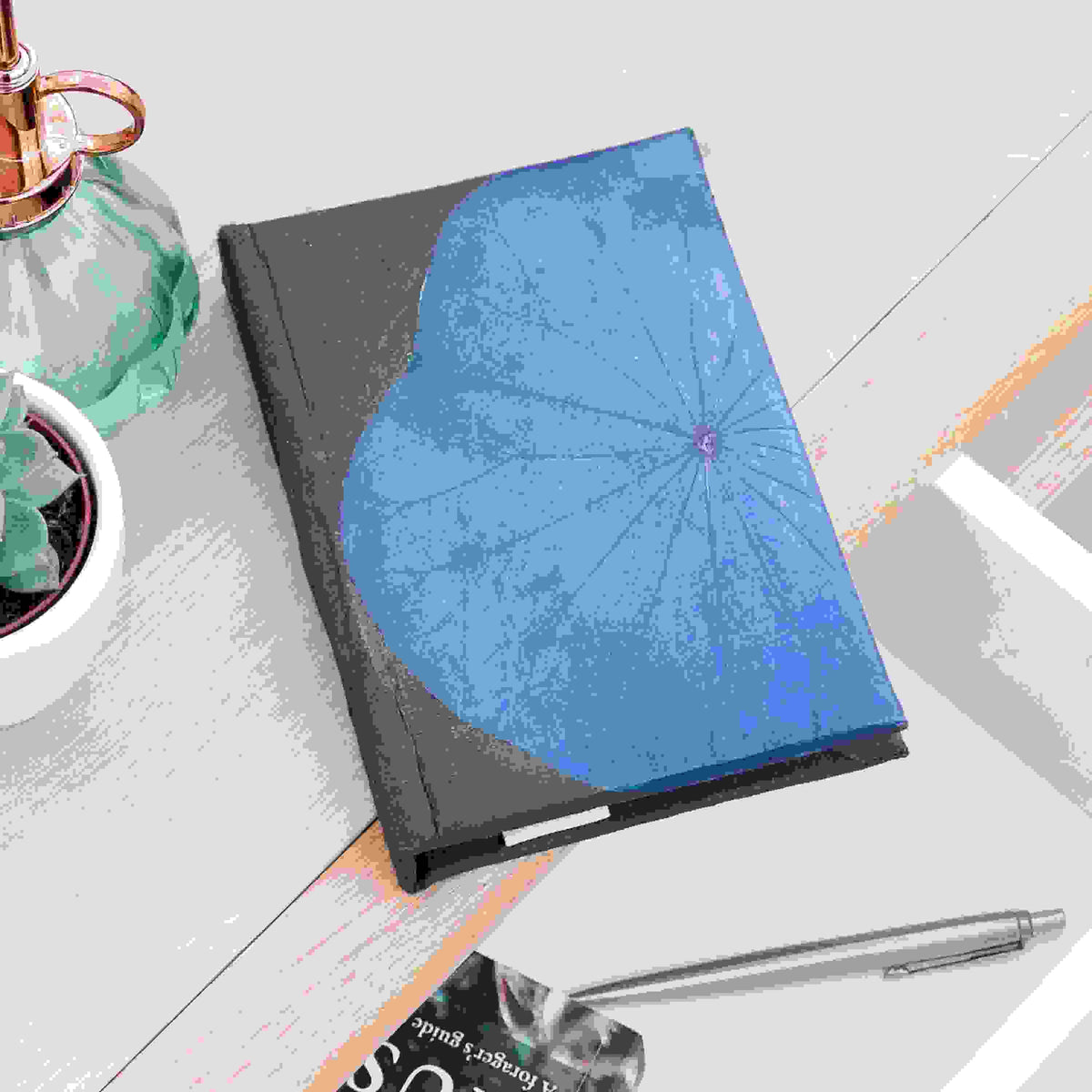 A6 Vegan Leather Lotus Leaf Notebook