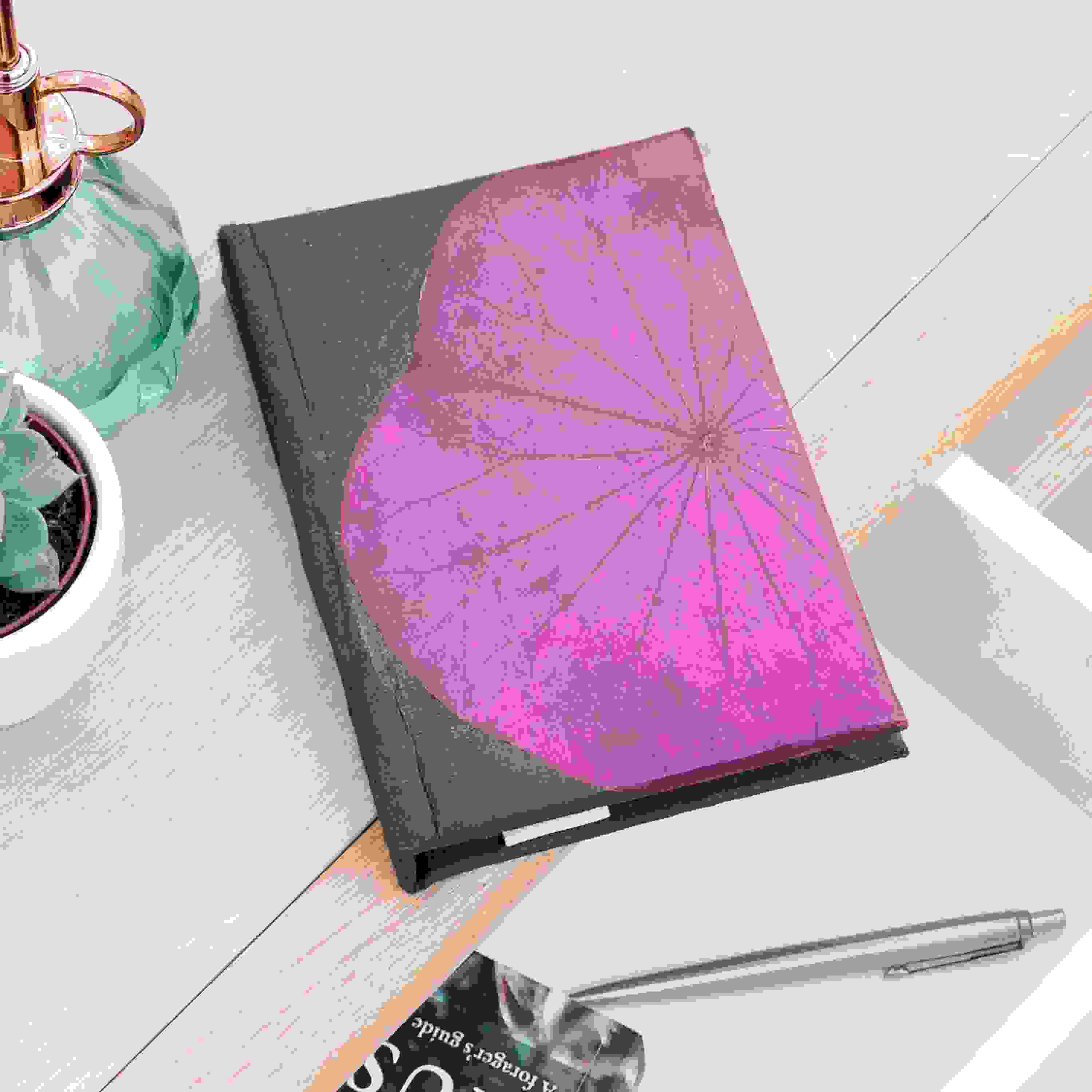 A6 Vegan Leather Lotus Leaf Notebook