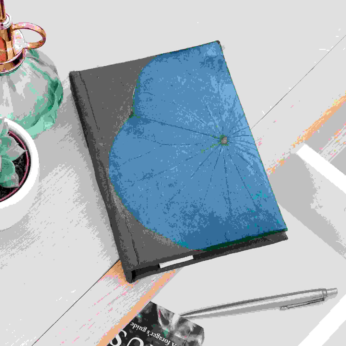 A6 Vegan Leather Lotus Leaf Notebook