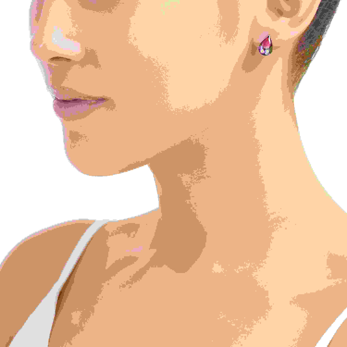 Mixed Flower Teardrop Stud Earrings