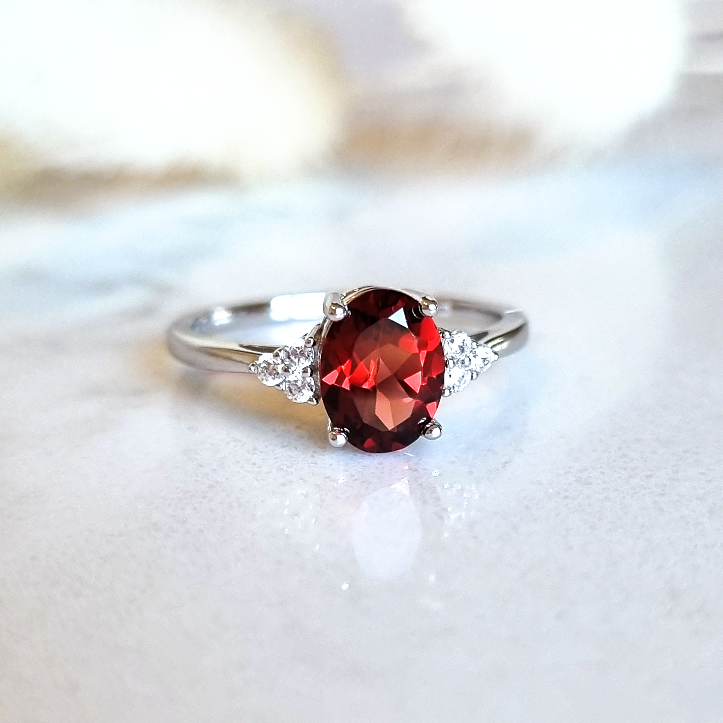 Garnet Ring in Sterling Silver - SJR London Timepiece