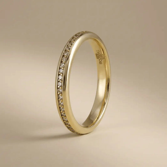 3mm Gold Wedding Band – Aurora Diamond Line – 9ct/14ct/18ct Gold Majestic Jewellery