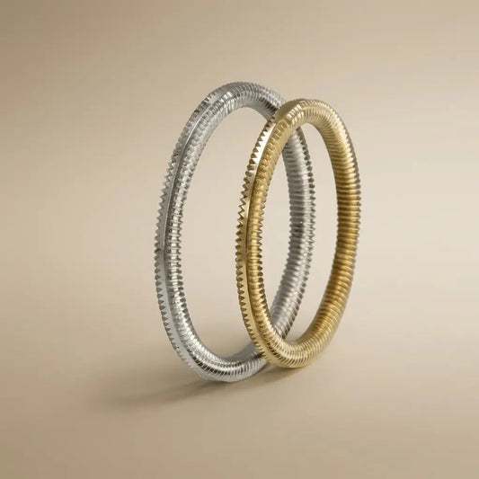2mm Gold Wedding Band – Dual Tone Texture Helix Line – 9ct/14ct/18ct Gold Majestic Jewellery