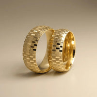 7mm Gold Wedding Band – Mosaic Block – 9ct/14ct/18ct Gold
