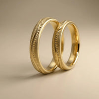 4mm Gold Wedding Band – Slim Micro Detail – 9ct/14ct/18ct Gold