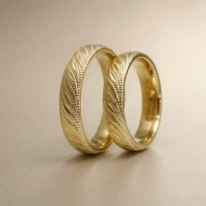 5mm Gold Wedding Band – Faceted Ocean Wave Design Width – 9ct/14ct/18ct Gold