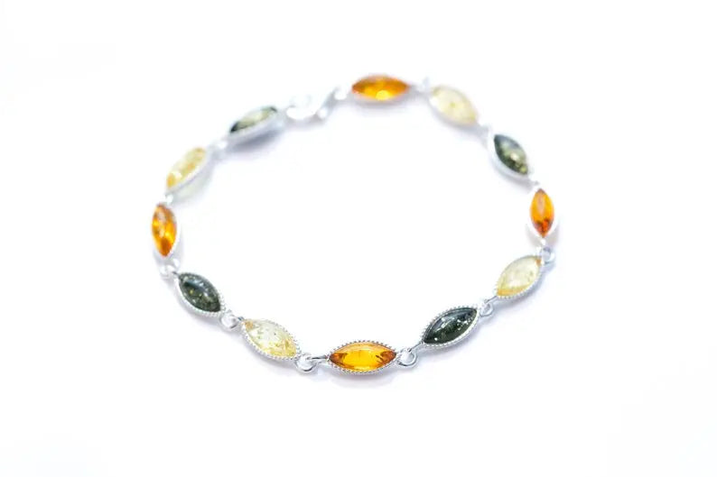 Bracelet Marquise Multicolore en Ambre