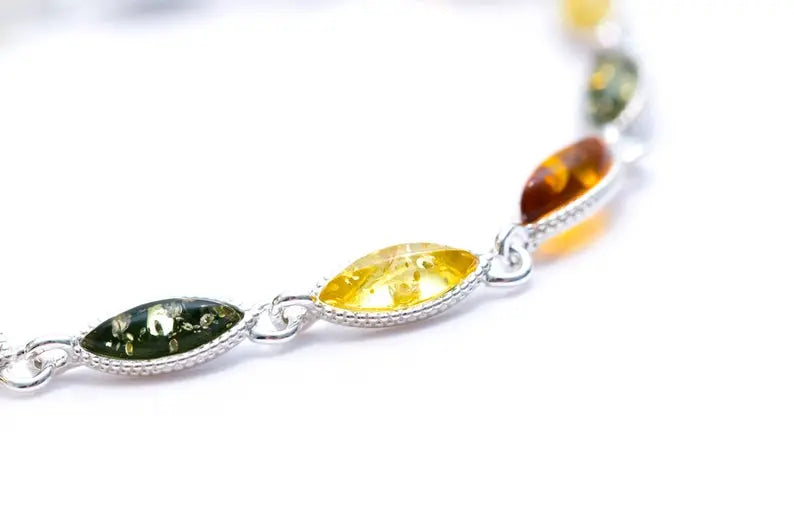 Bracelet Marquise Multicolore en Ambre