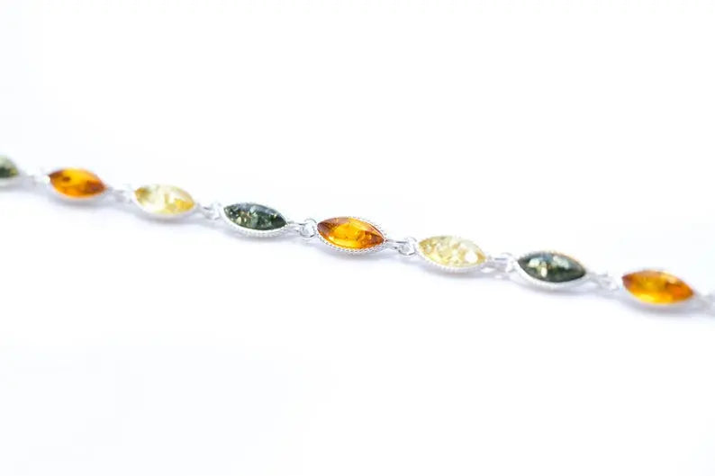 Bracelet Marquise Multicolore en Ambre
