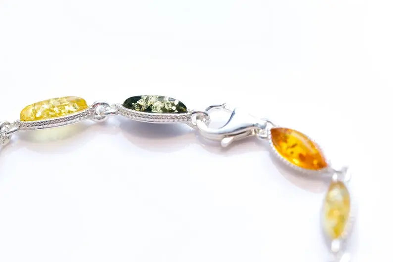 Bracelet Marquise Multicolore en Ambre