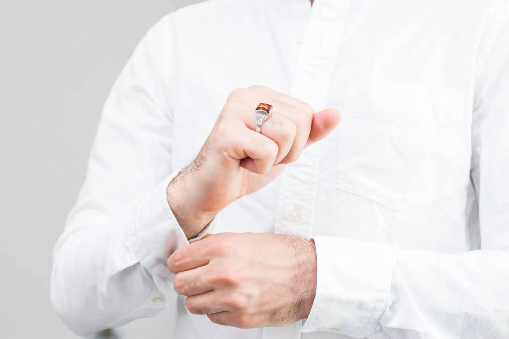 Men's Amber Solitaire Ring