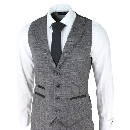 AK-10 - Men's Classic 3 Piece Suit Prince Of Wales Check Wedding