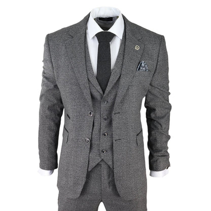 AK-10 - Men's Classic 3 Piece Suit Prince Of Wales Check Wedding