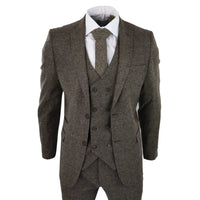 STZ31A - Men's Wool 3 Piece Suit Double Breast Waistcoat Tweed Blinders Classic 1920s Oak