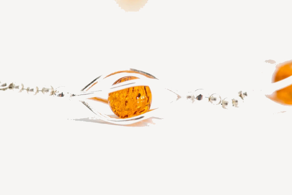 Bracelet moderne en sphères d'ambre en cage