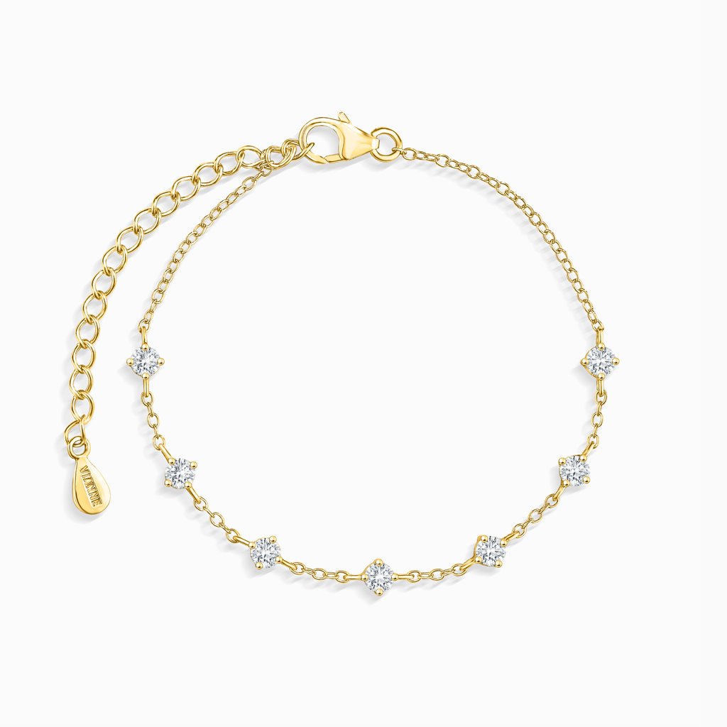 Bracelet en moissanite en vermeil d'or 18 carats