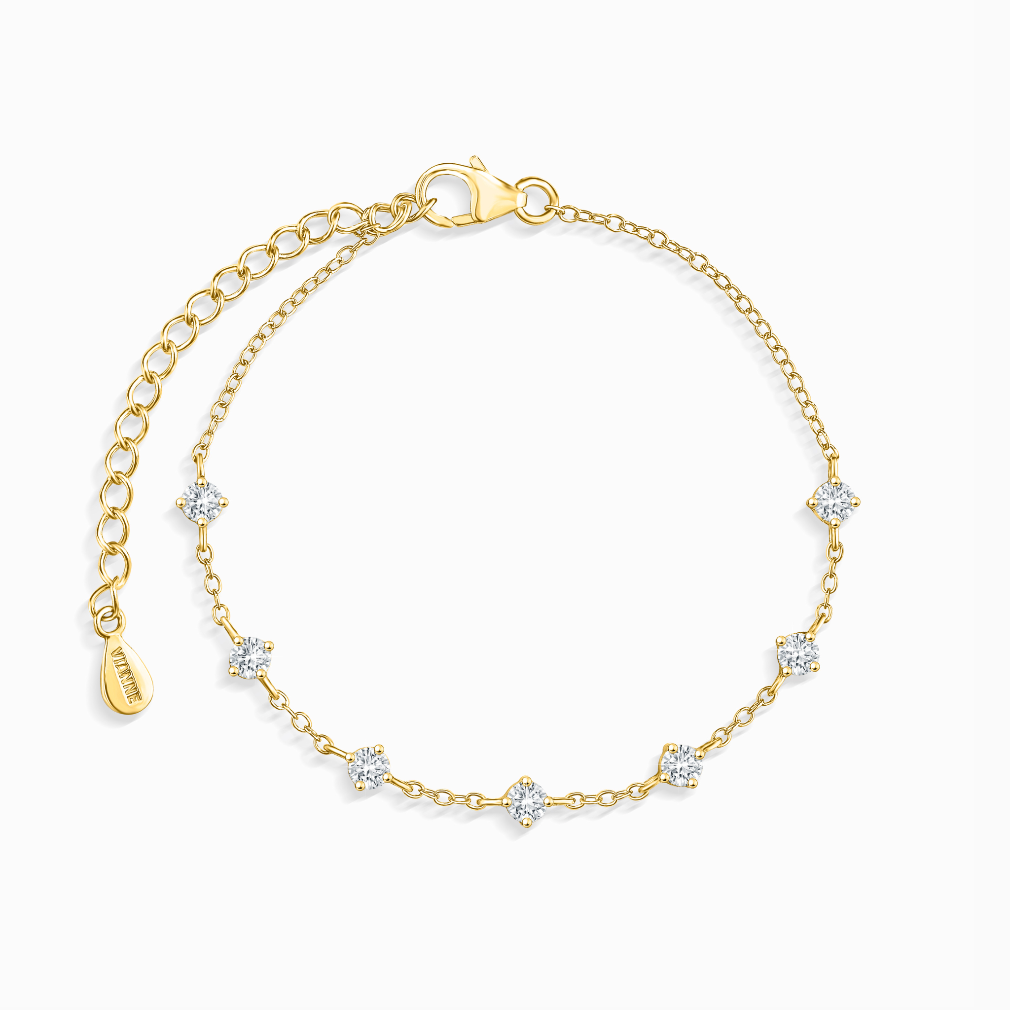 Bracelet en moissanite en vermeil d'or 18 carats