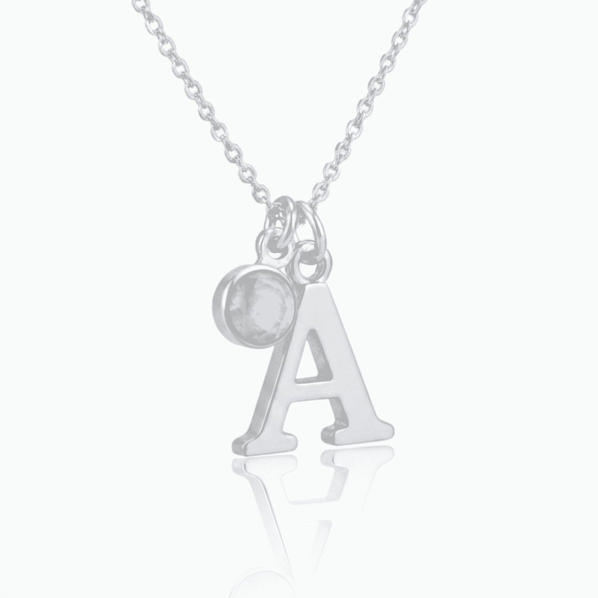 June Birthstone Necklace with Initial Charm – Moonstone Gift for Her