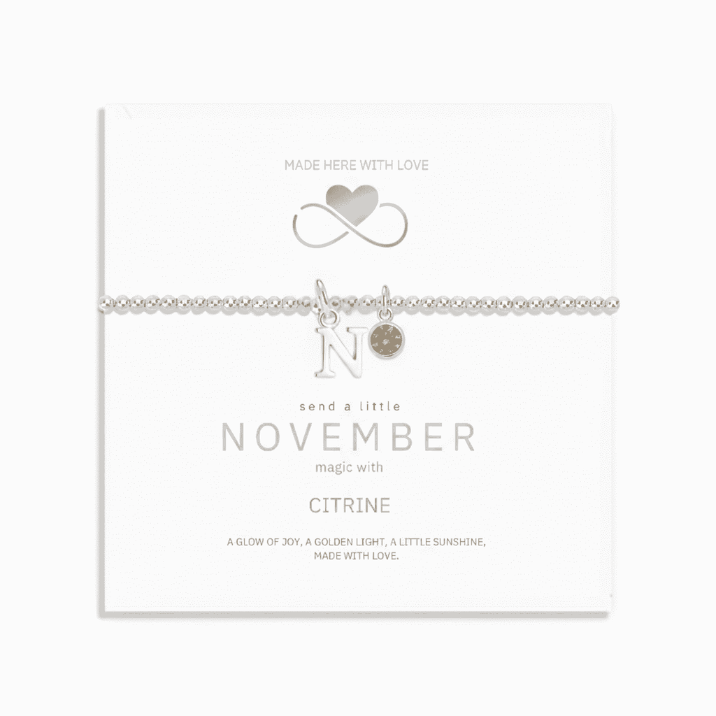 Personalised November Birthstone and Initial Bracelet | Citrine