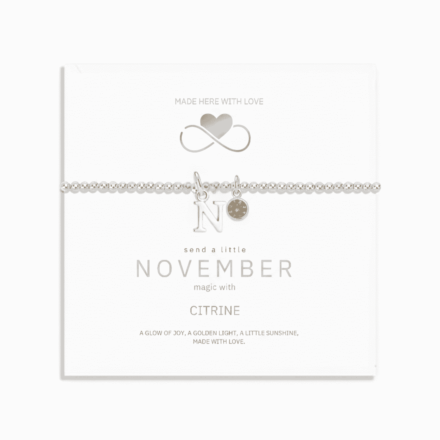 Personalised November Birthstone and Initial Bracelet | Citrine