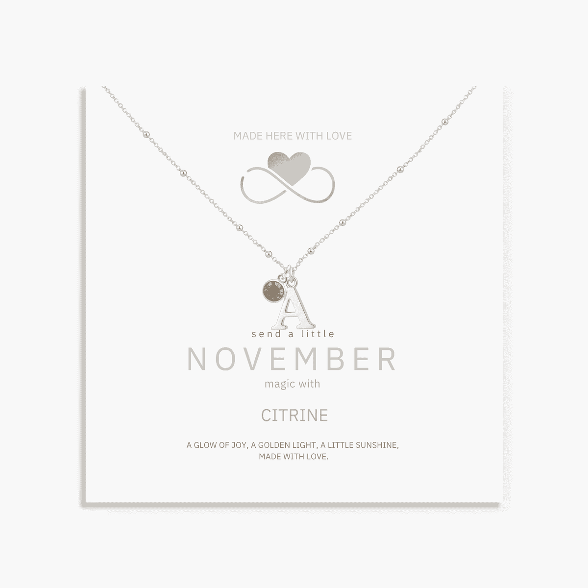 Personalised November Birthstone and Initial Necklace