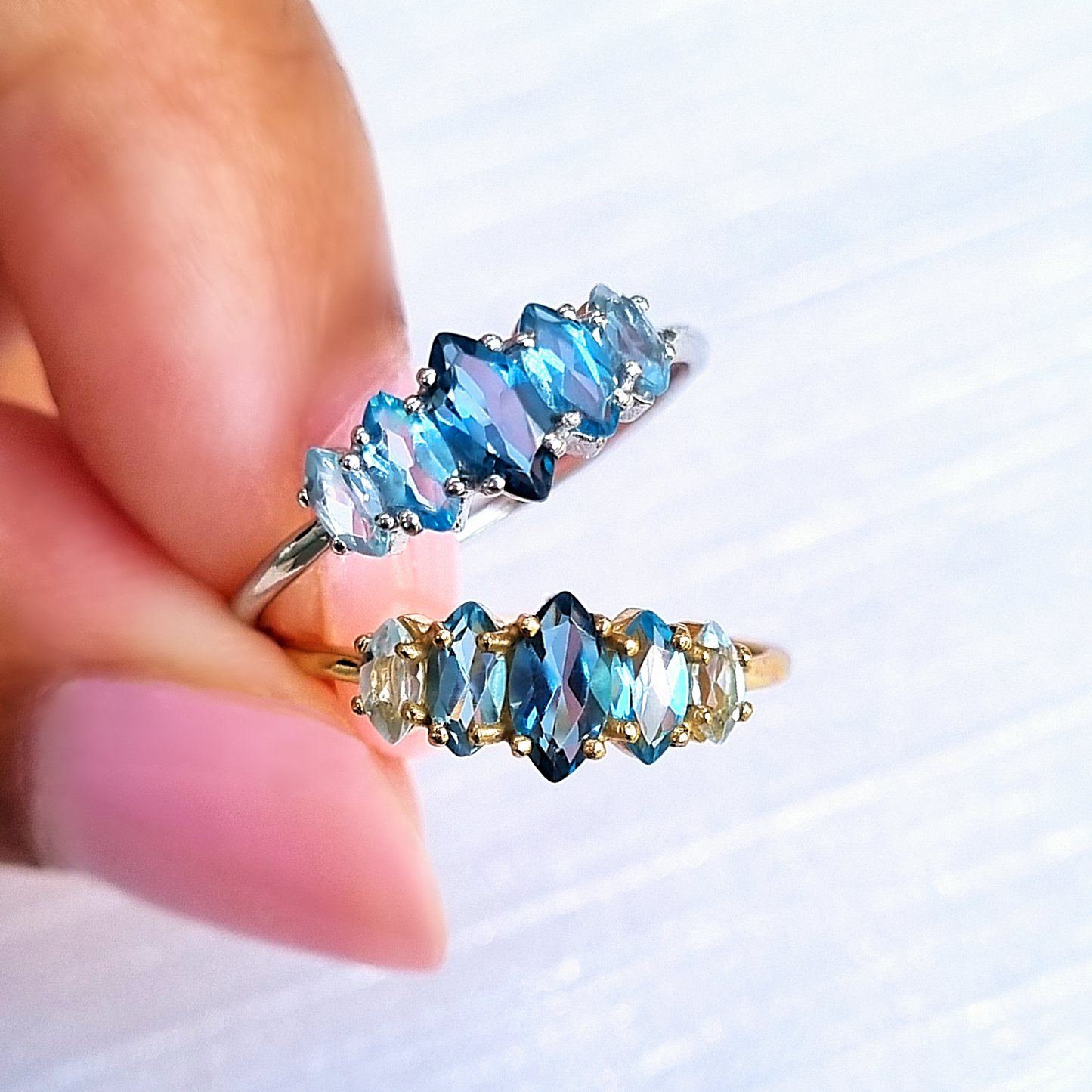 Ombre Blue Topaz Ring in 18k Gold Vermeil - SJR London Timepiece