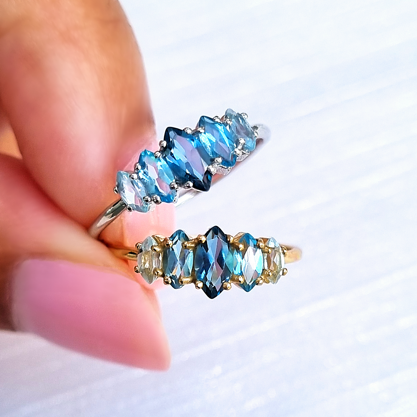 Ombre Blue Topaz Ring in 18k Gold Vermeil - SJR London Timepiece