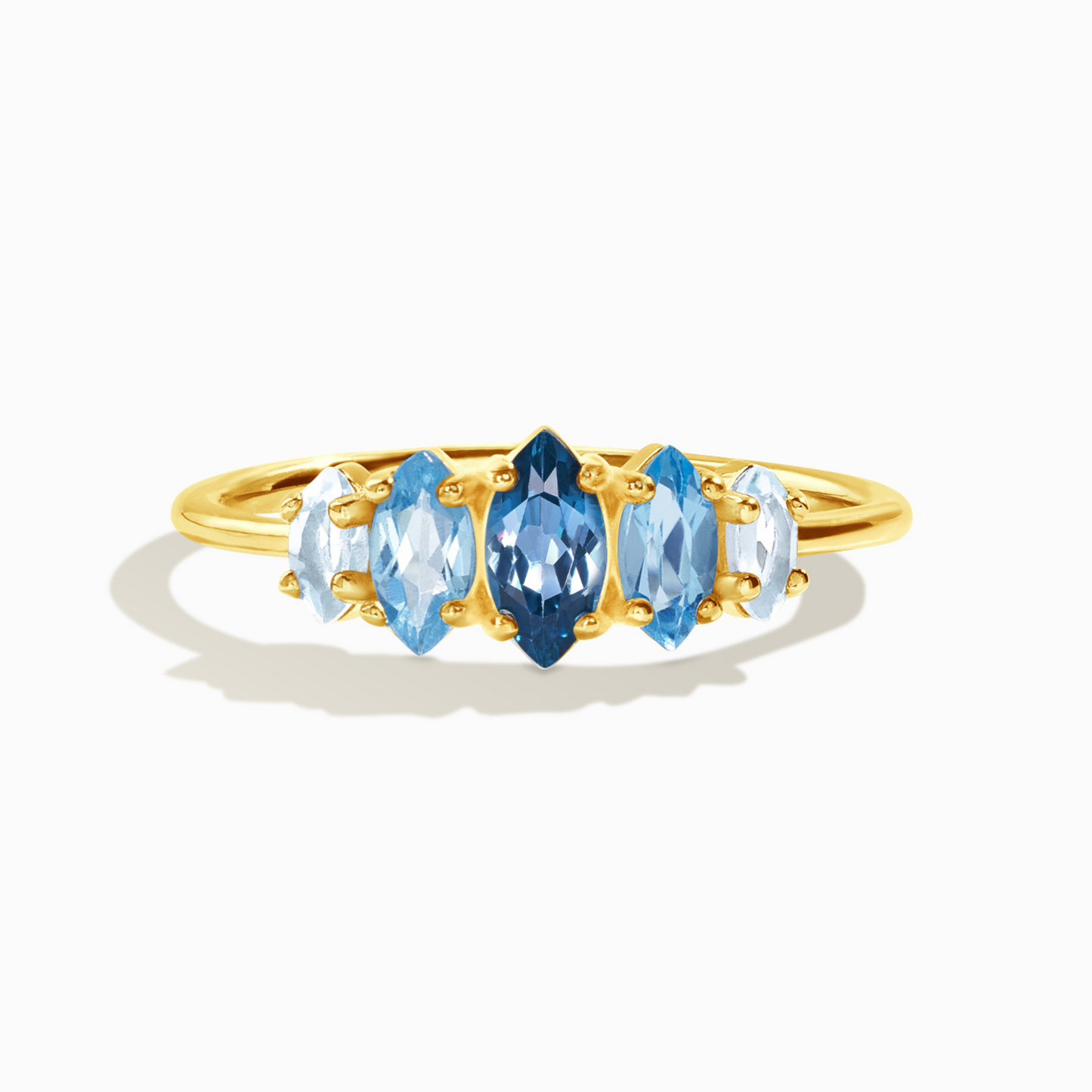 Ombre Blue Topaz Ring in 18k Gold Vermeil - SJR London Timepiece