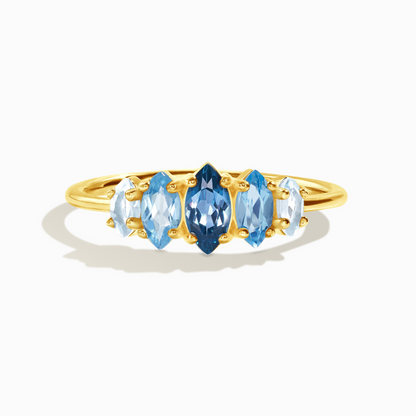 Ombre Blue Topaz Ring in 18k Gold Vermeil - SJR London Timepiece