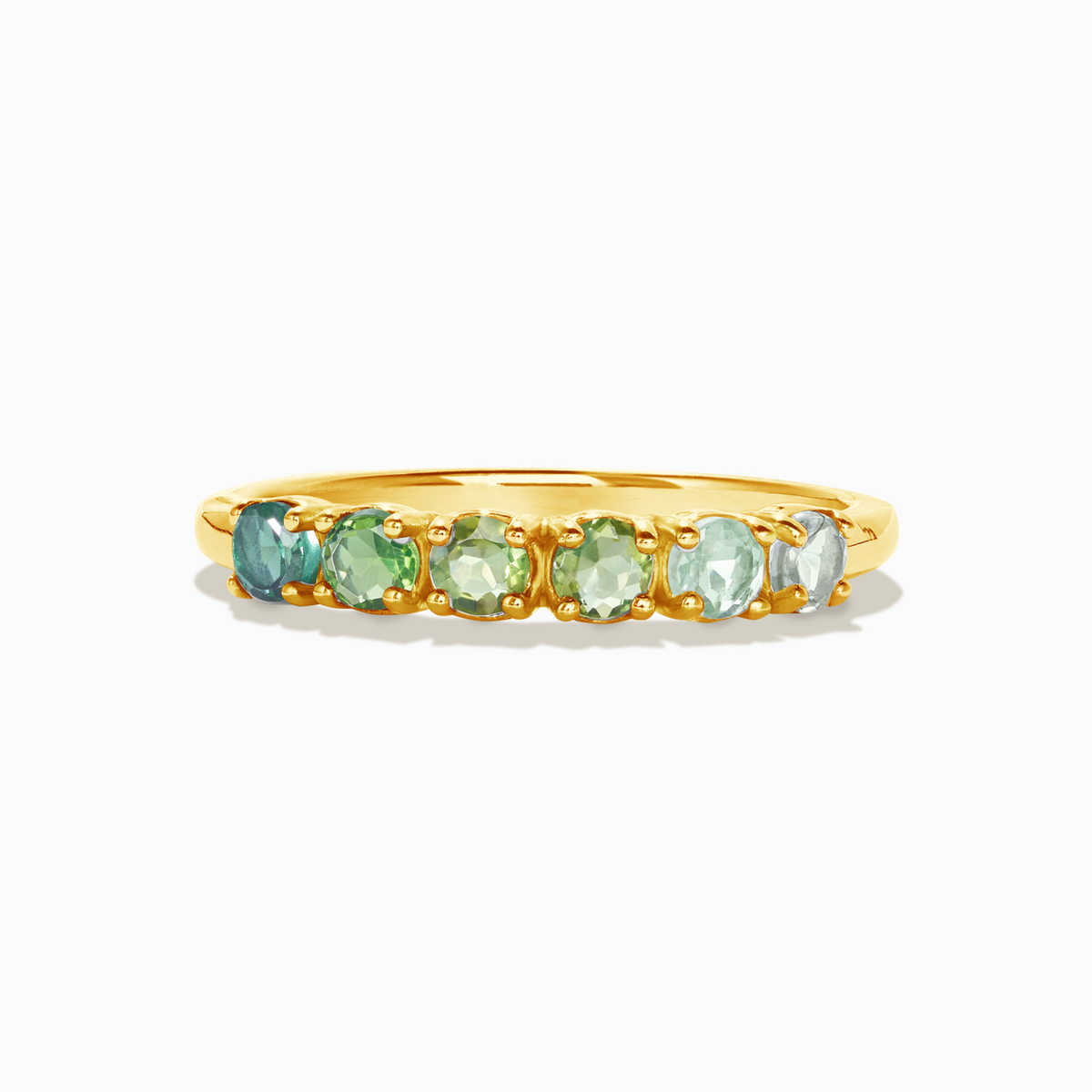 Bague Éternité Ombrée en Tourmaline Verte en Vermeil Or 18 carats