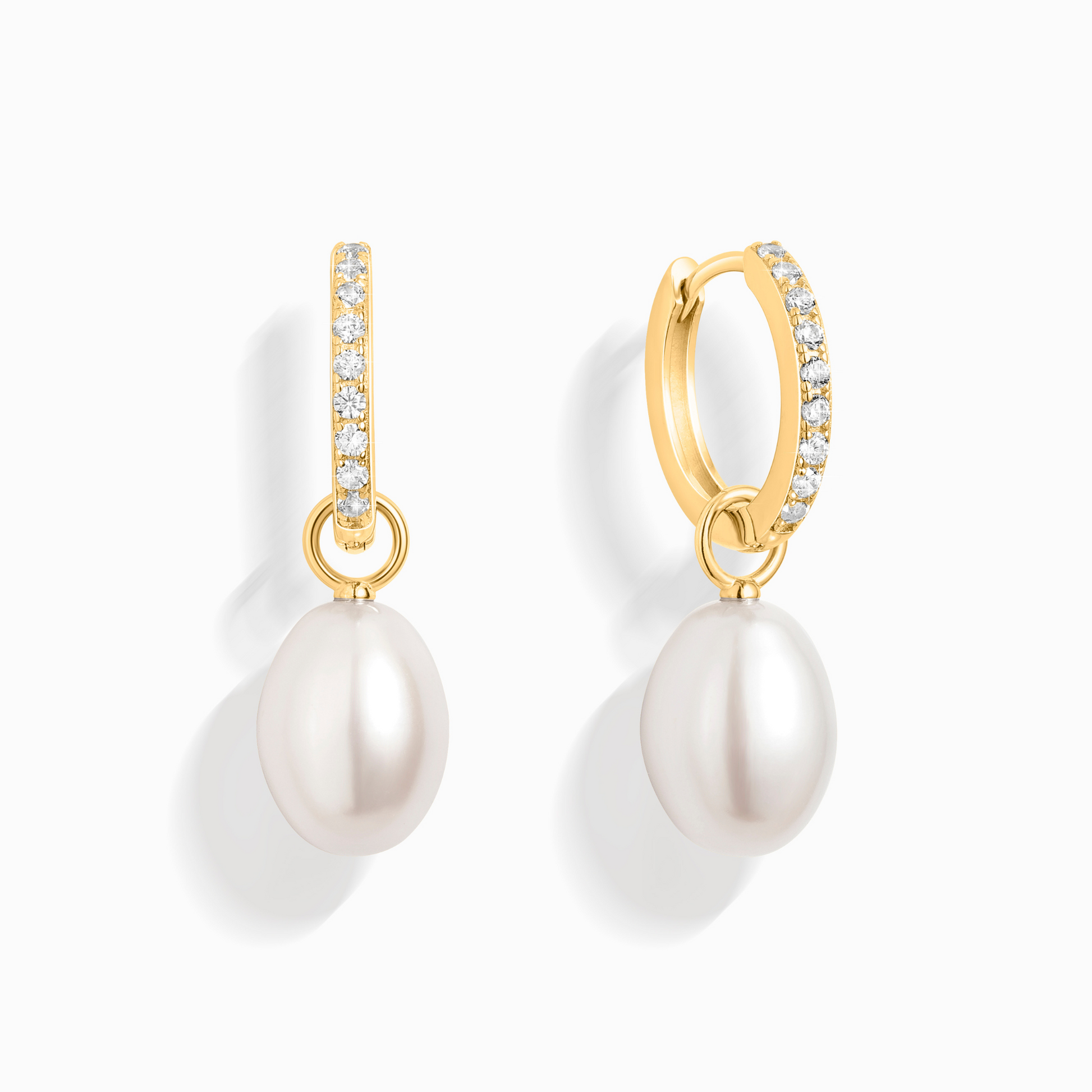 Freshwater Pearl Hoop Drop Earrings in 18k Gold Vermeil - SJR London Timepiece