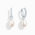 Boucles d'oreilles créoles perles d'eau douce avec perles amovibles en argent sterling