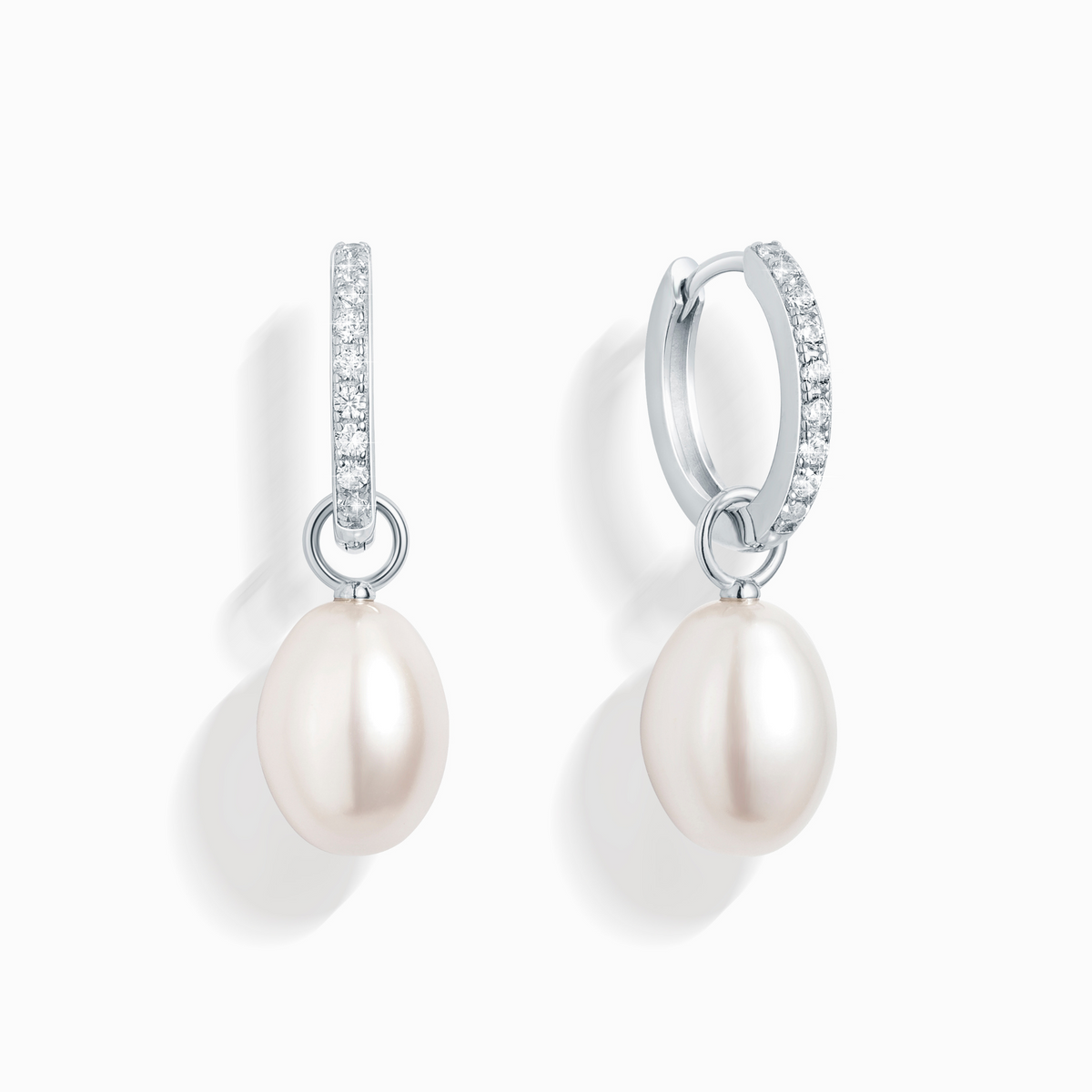 Boucles d'oreilles créoles perles d'eau douce avec perles amovibles en argent sterling